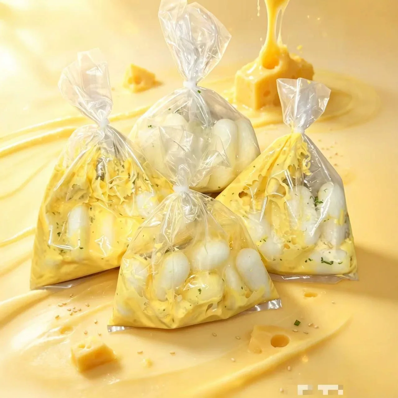 Crispy Squishy Pouch Handmade Crispy Cheese Rice Cake Pouch Crackling Wax Balls Squeeze Bag Stress Relief ASMR Fidget Toys