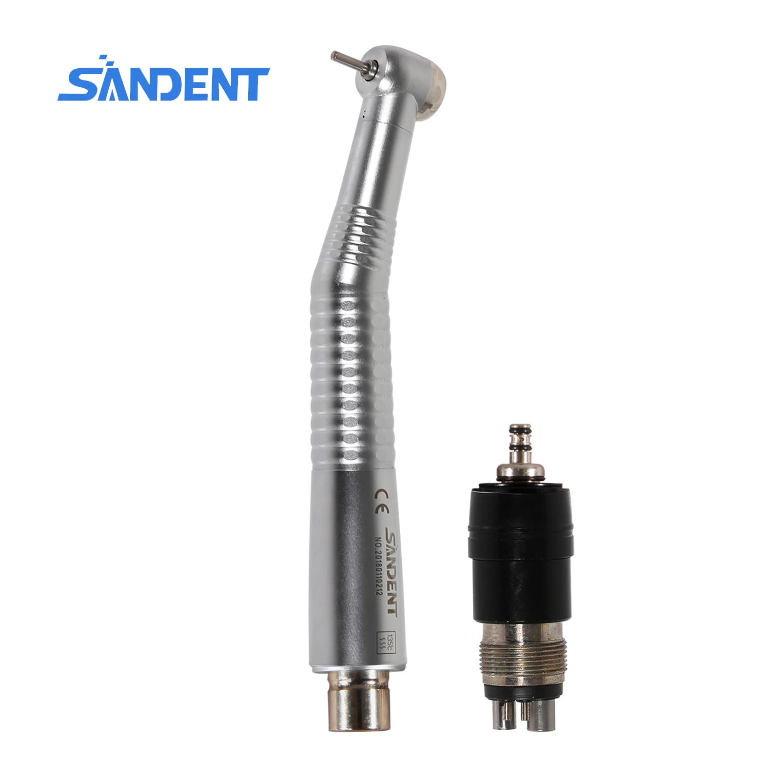 

SANDENT Mini Head Dental 4 Hole Single Water Spring High Speed Turbine Push Button Type With 4 Hole Coupler Fit NSK QD-J