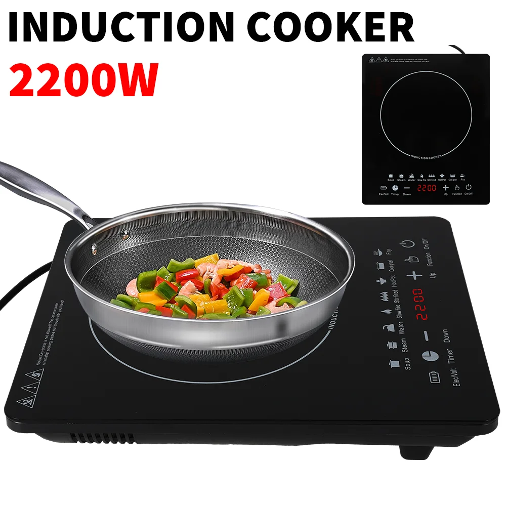 220V 2200W Induction cooktop Electric Magnetic Induction Cooker Hot Pot Furnace Cooking Stove Kitchen Hotpot Heater Cooktop