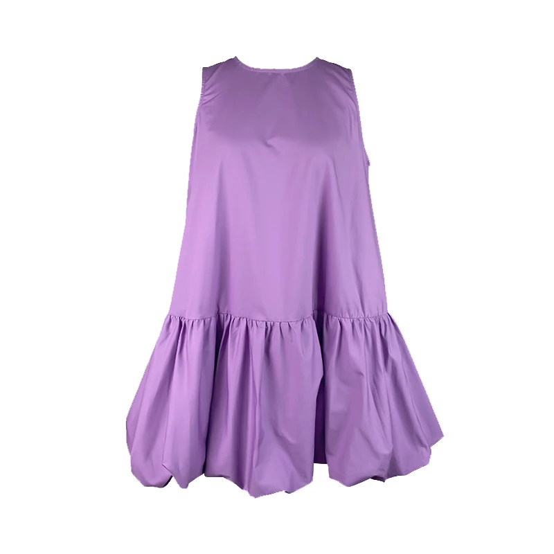 Yeezzi feminino roxo sem mangas em camadas plissado mini vestido 2025 moda boho casual solto balanço vestido de festa de verão vestido linha a