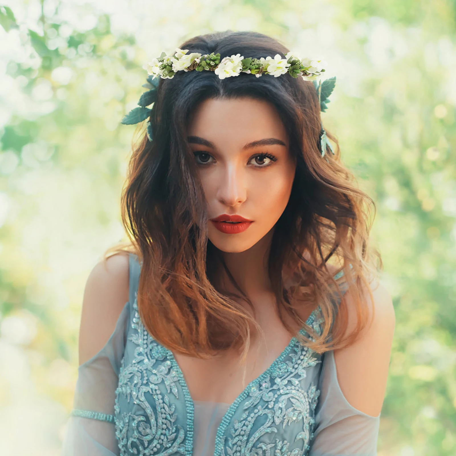 

Floral Headband Adjustable Sweet Elegant Wedding Beach Photography Flower Crown Bridal Headdress Hair Accessory