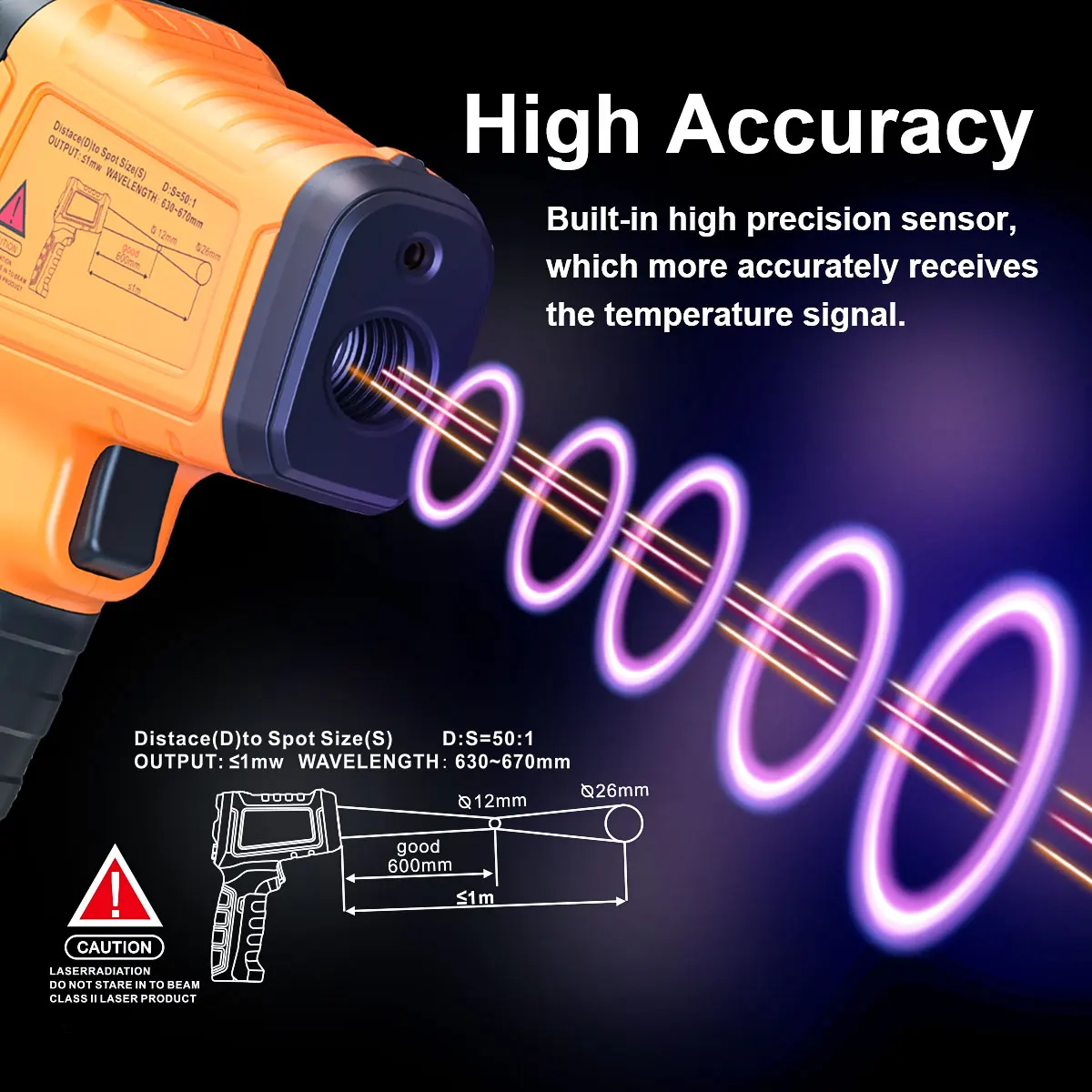 1400°C Infrared Thermometer Professional 13 Laser Points Non Contact Digital Pyrometer IR Temperature Gun High Temp Alarm