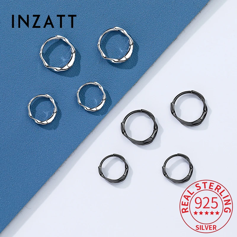 INZATT Real 925 Sterling Silver Mobius Strip 10/12mm Round Hoop Earrings for Women Classic Fine Jewelry Geometric Accessories