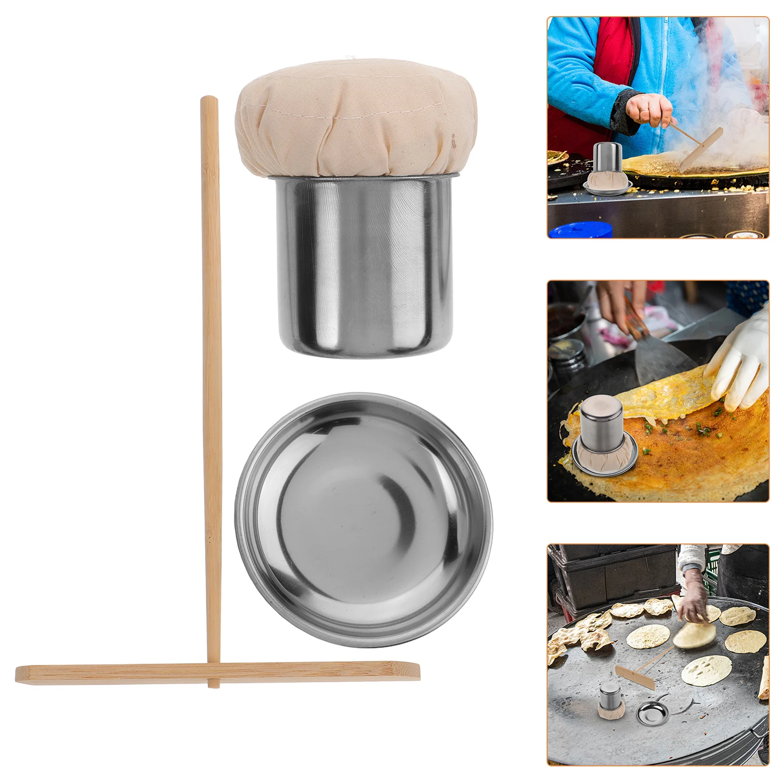 

1 set Oil Rub Bamboo Rake Grilling Applicator Basting Crepes Spreader Tool Cooking Mop Brush For Pancake Bbq Baking Kitchen