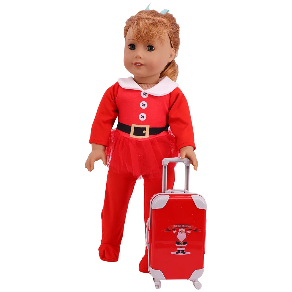 Doll Clothes Red Christmas Suit Baby Girl\'s Accessories for 18 inch American Doll & 43 Cm Reborn Dolls Mini Christmas Tree Toys