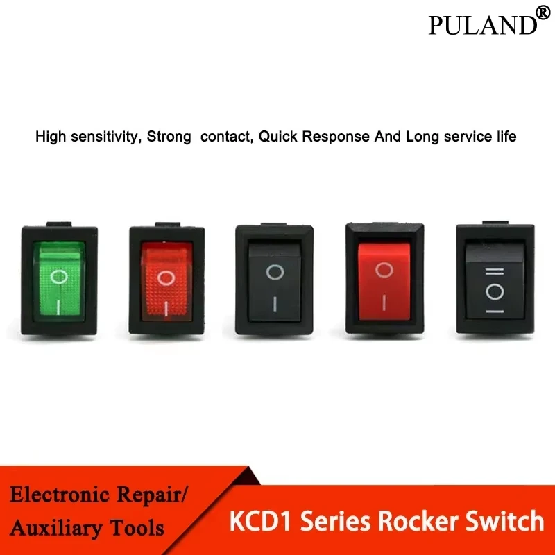 1~100pcs KCD1 Series Rocker Switch 2/3/4/6 Pin 2/3 Position 6A/250V 10A/125V AC 15mm x 21mm Push Button Boat Car Power Switches