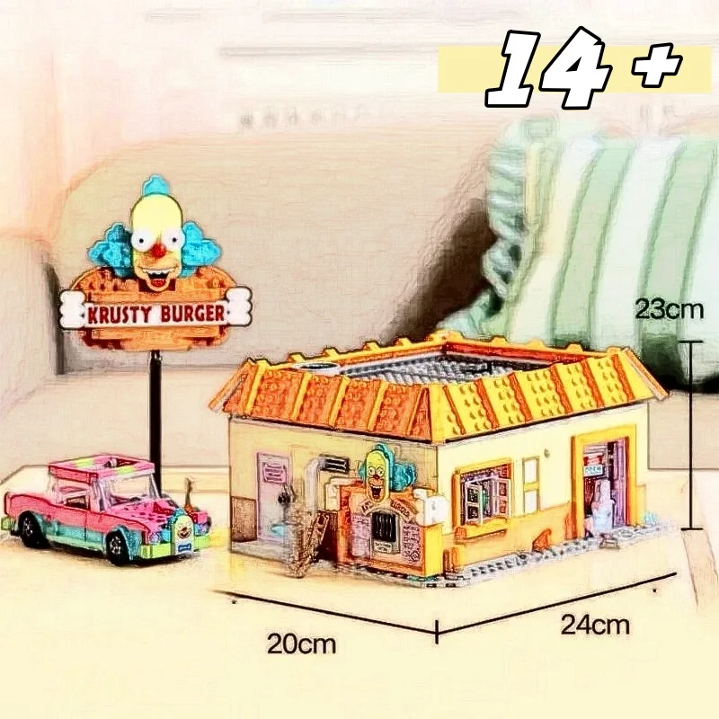 

Creative The Krusty Burger Restaurants Building Blocks 1635PCS FIT 10352 Model Bricks Street View Toys Birthday Christmas Gifts