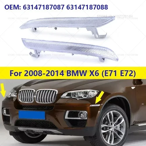 Para 2008-2014 BMW X6 (E71 E72) luces reflectoras de marcador lateral de parachoques delantero 63147187087 63147187088