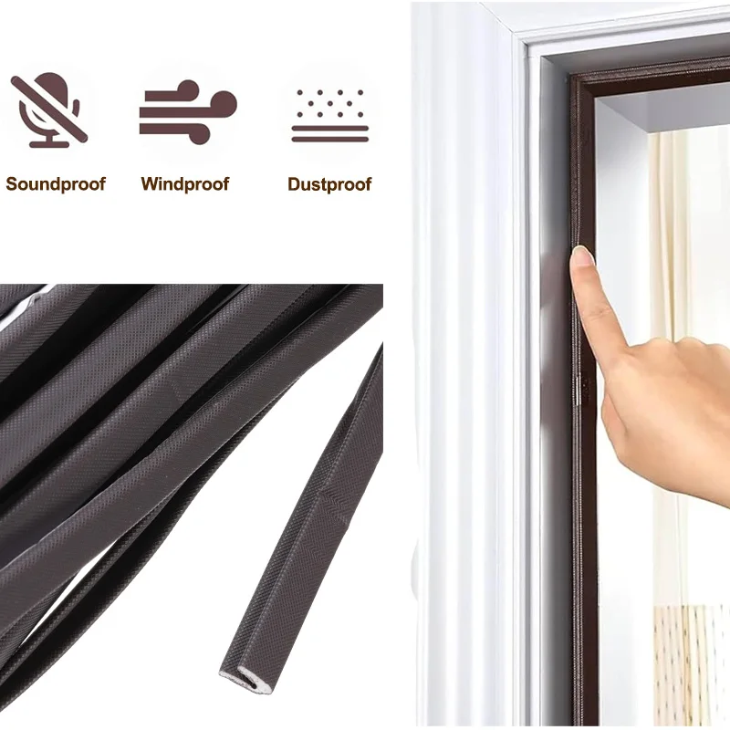 

6/8/12M PU V-Shaped D-Shaped Weather Stripping Door Seal Self Adhesive Door Window Gap Sealing Strip Anti Collision Soundproof