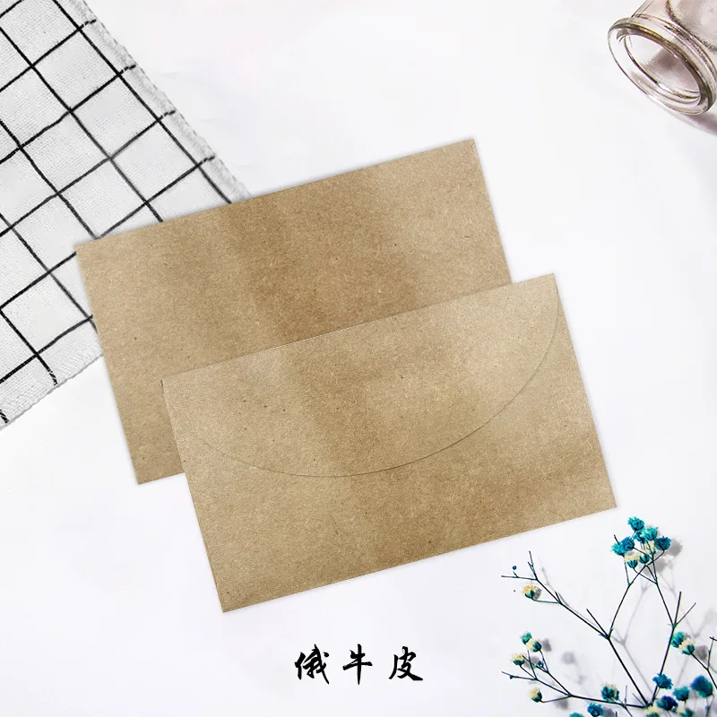 50pcs/lot Mini Envelope 150g Kraft Paper Envelope High-grade 101x64mm Envelope for Wedding Invitations Small Business Packing