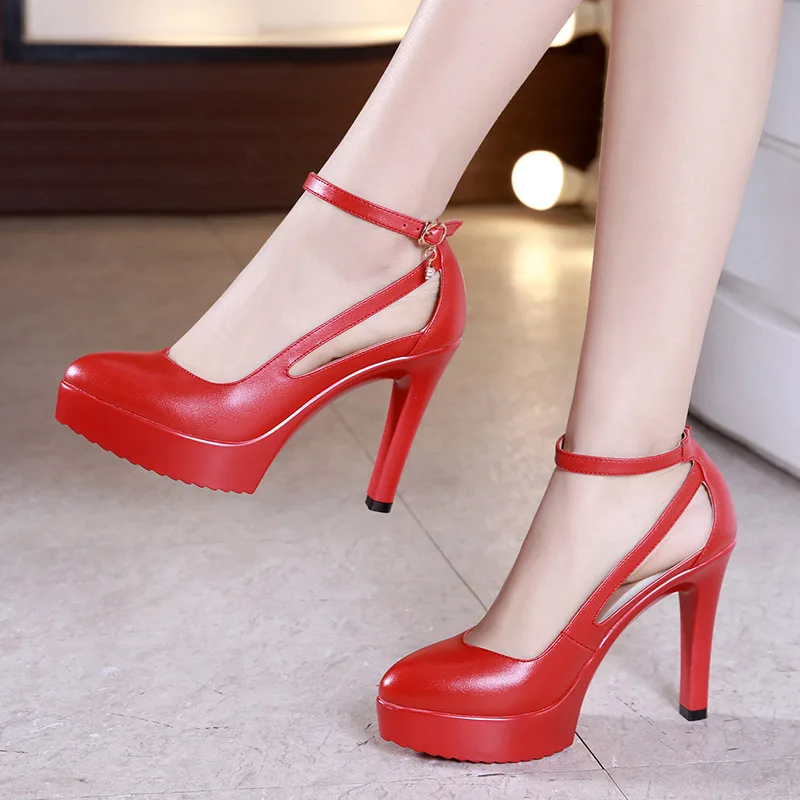 8cm/11cm Shallow Mouth Small Size 32-43 Soft Leather Platform Shoes for Office Model Wedding 2024Elegant High Heels Pumps Ladies