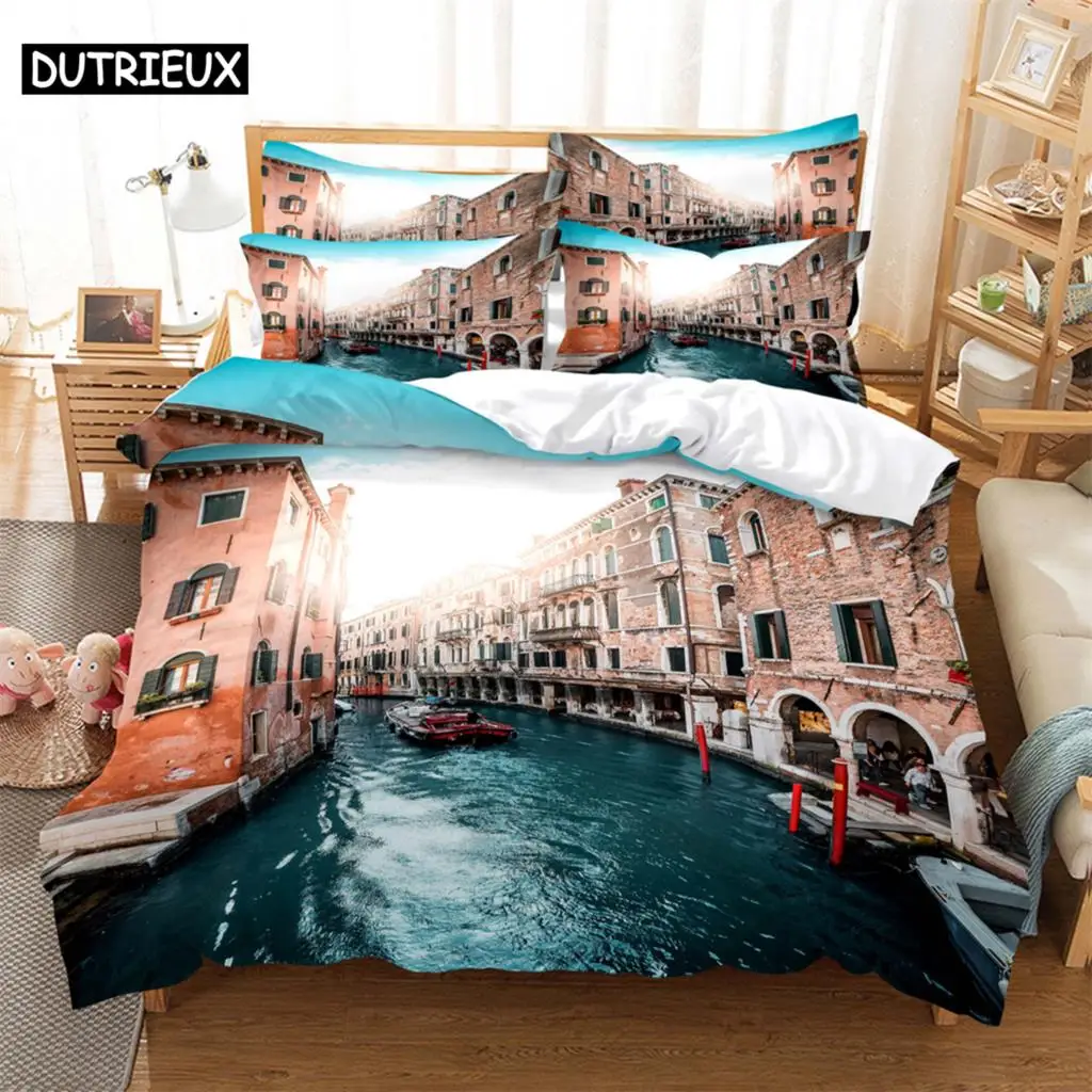 

Boat Bedding 3-piece Digital Printing Cartoon Plain Weave Craft For North America And Europe Bedding Set Queen
