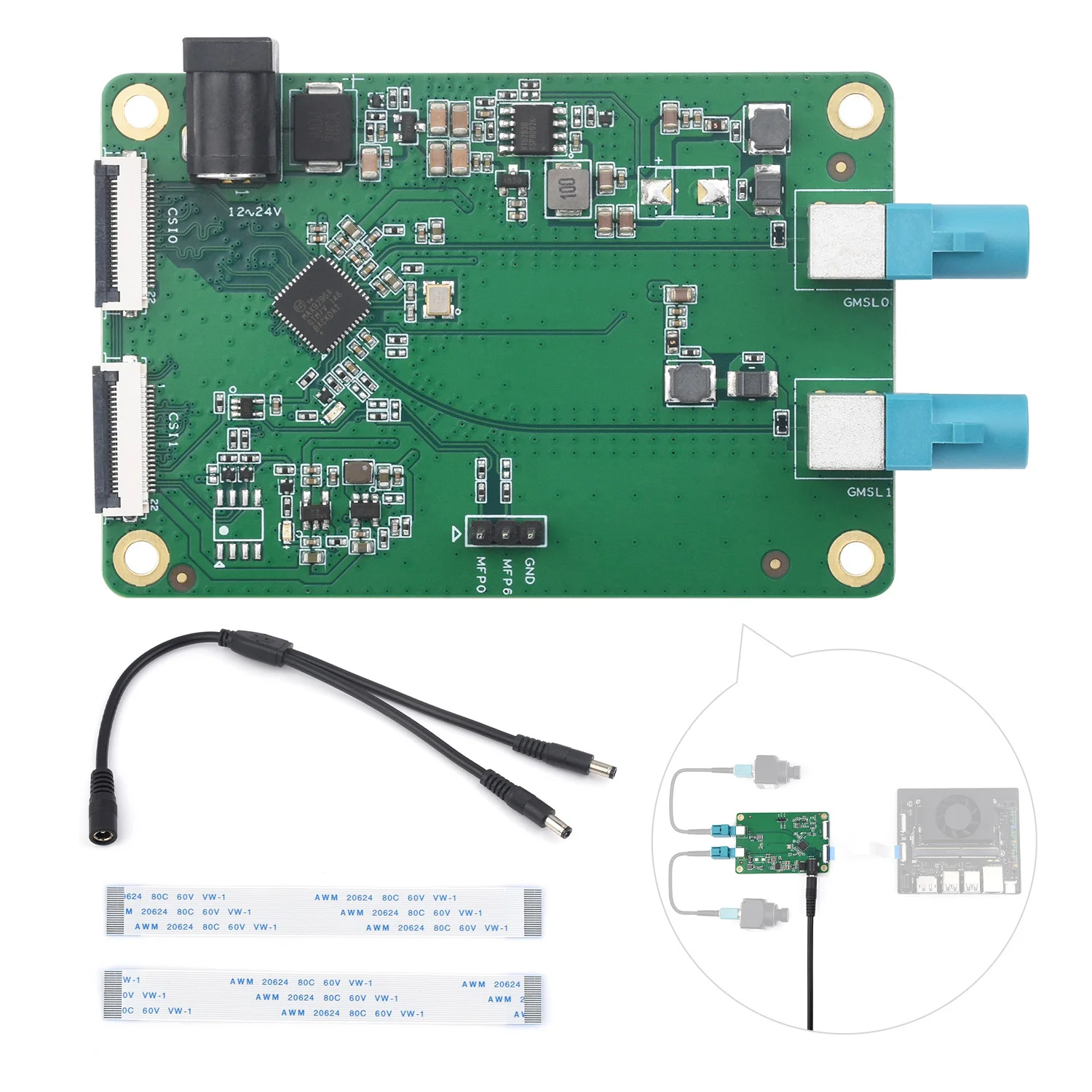 Waveshare 2-Ch GMSL Camera Adapter Board, Equipped With MAX9296A Deserializer, High-Speed Compatible With Jetson Orin