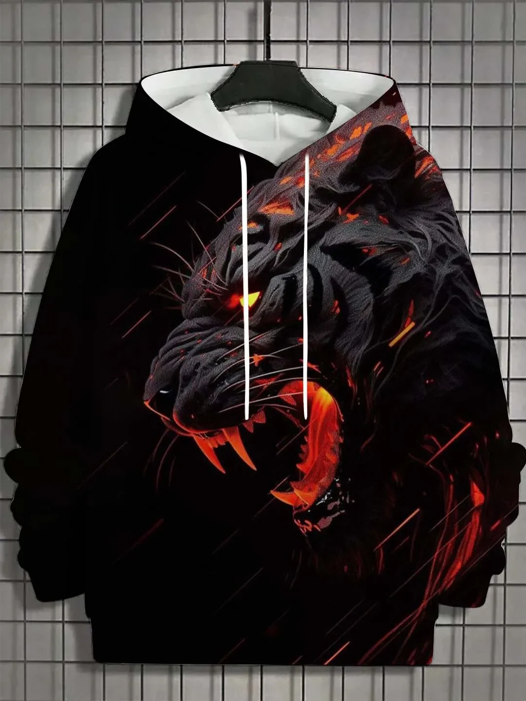 

Men's Long Sleeve Hoodie, 3D Print, Animal Tiger Graphics, Casual Fashion, Autumn Unisex Tops, Oversized Hooded Streetwear