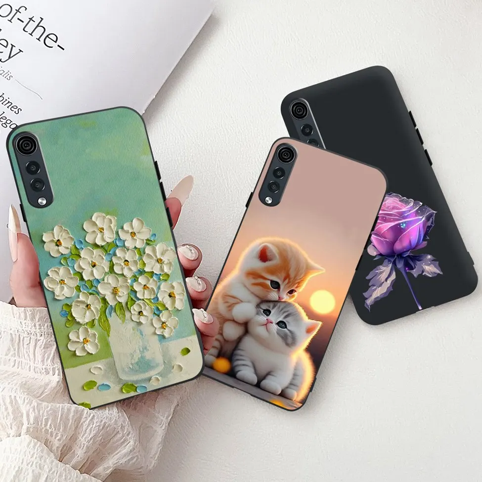 For LG Velvet 4G Case 5G Cute Cat Luxury Fashion Flowers Funny Painted Back Cover For LG Velvet 5G UW Phone Case Silicone view 4