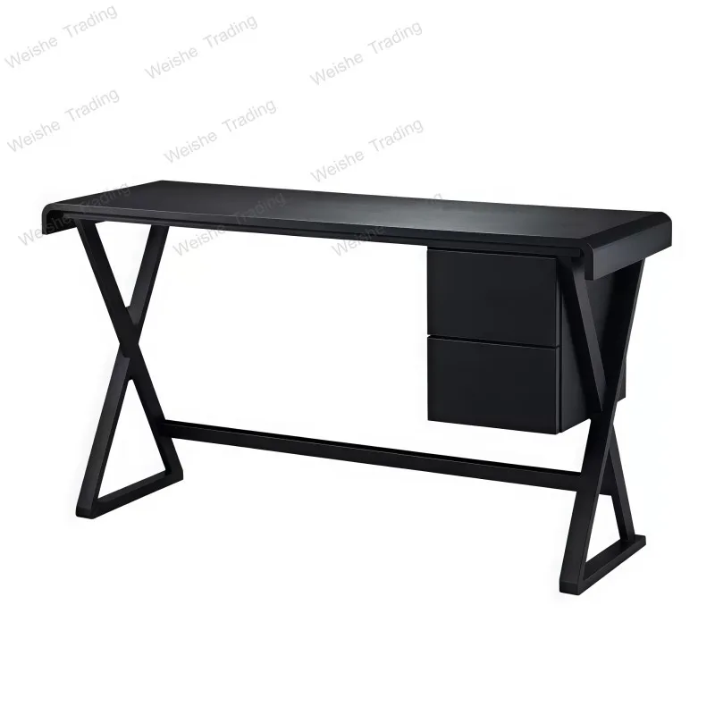 Medieval lacquered solid wood desk household computer desk bedroom study black oak writing desk workbench