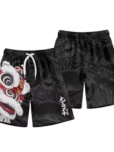 

Loose Fit Five-Quarter Shorts for Men And Women New Year's Collection Year Lion Wake up White Casual Fashion Brand