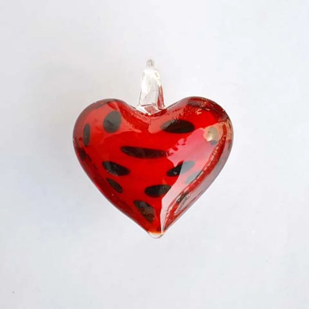 Yingwu Wholesale 6pcs Mix Color Dot Heart Pendant Fit Necklace Handmade Murano Lampwork Glass Women