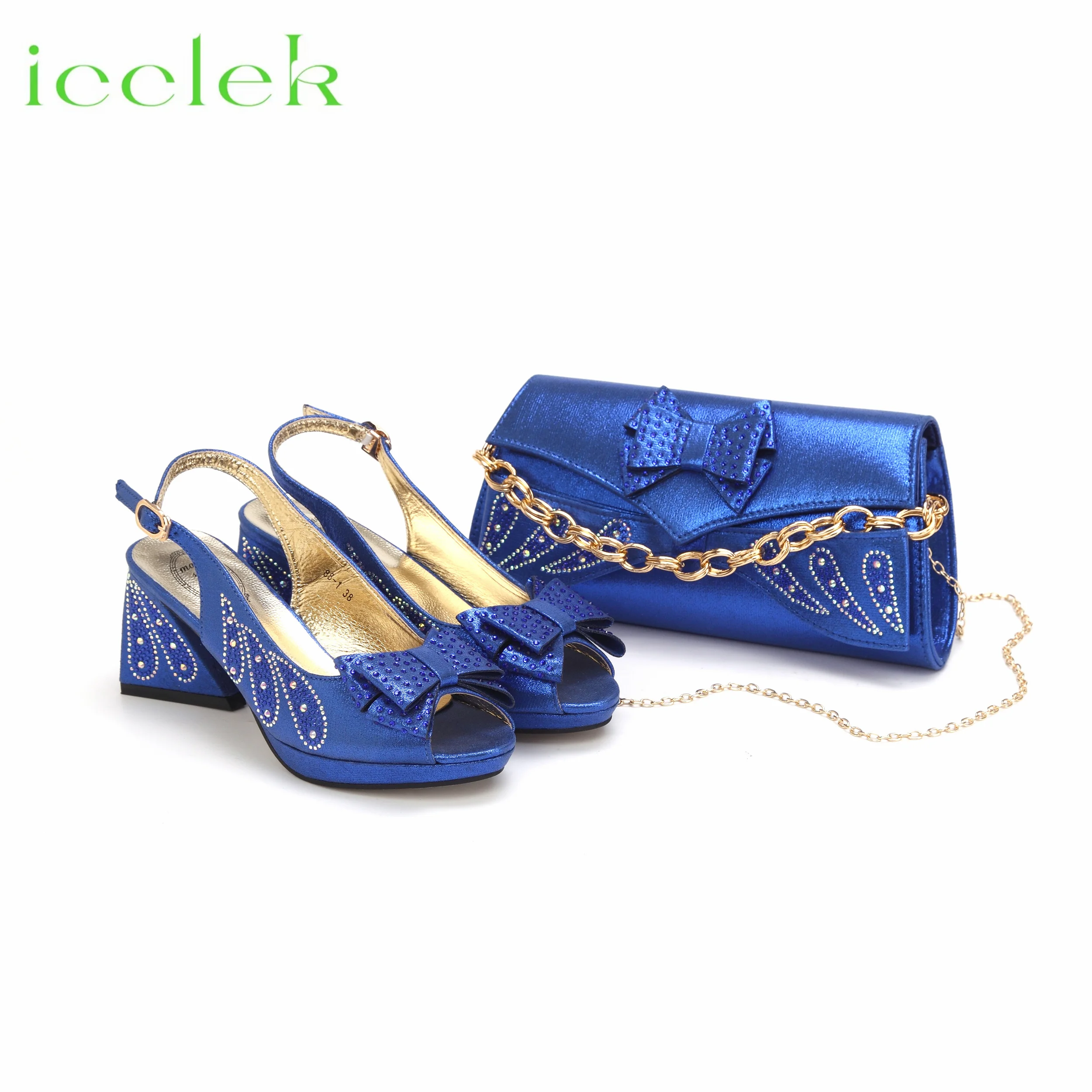 2024 New Coming Royal Blue High Quality Elegant Design Ladies Shoes Matching Bag Set For Women Party Pump