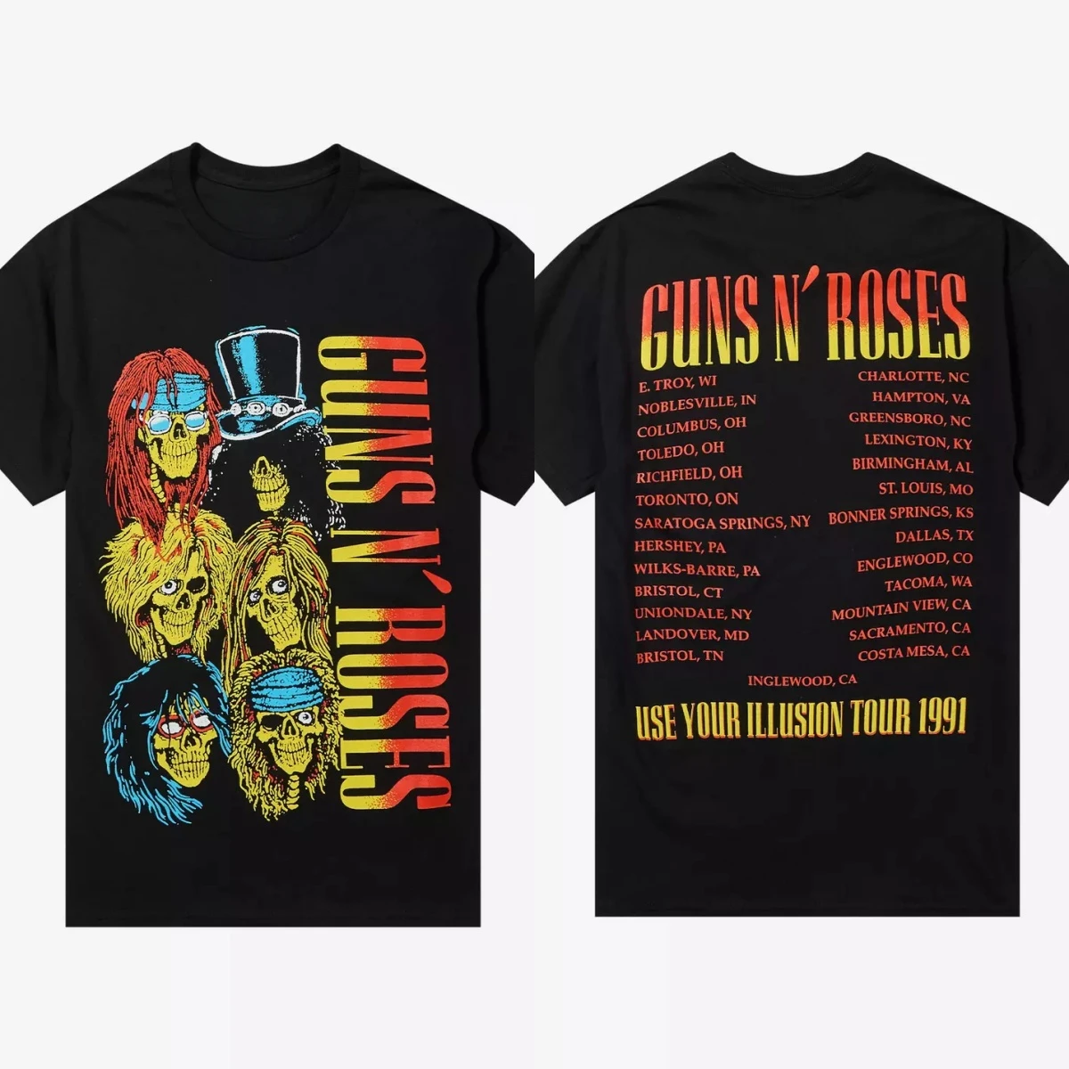 Guns N' Roses Suicide Skull Band T-Shirt Cotton Graphic Tee Men Women Summer Streetwear - view 4