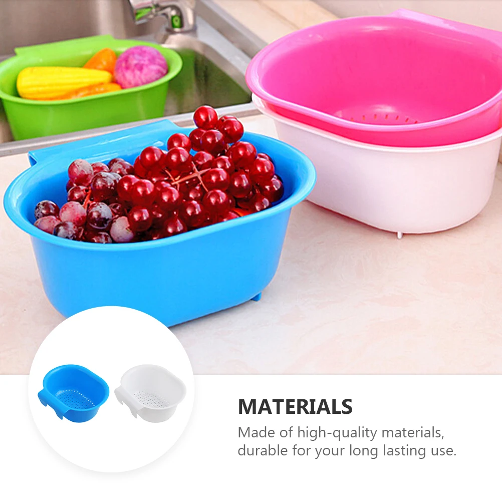 

2pcs Drain Basket For Sink Vegetable Fruit Washing Compact Storage Basket Multi-Functional Practical Kitchen Utility