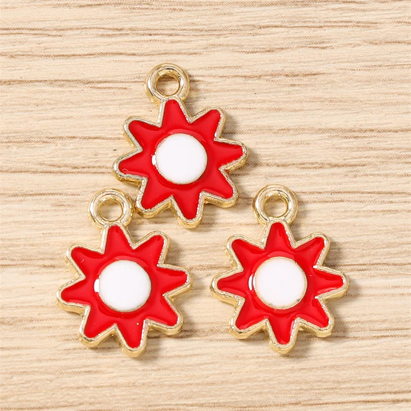 Tusember 20 Stück 12*16mm Niedliche Bunte Sonnenanhänger Emaille-Sonnenblumen-Charms für Schmuckherstellung Ohrringe Armband Halskette DIY Basteln – Detail 10