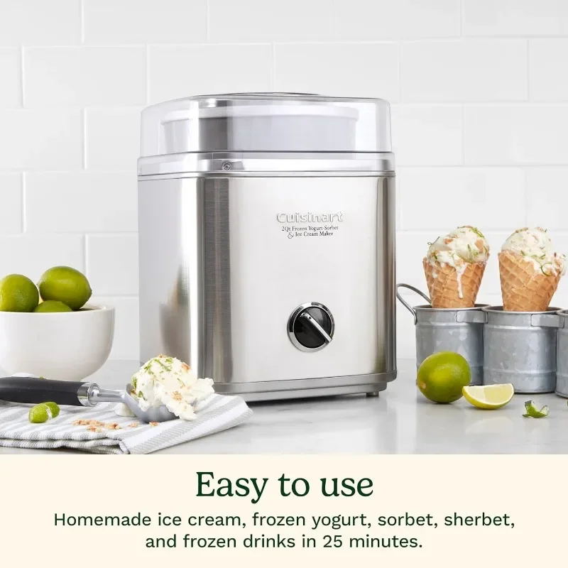 Cuisinart Ice Cream Maker Machine, 1.5 Quart Sorbet, Frozen Yogurt Maker, Double Insulated, White, ICE-21P1