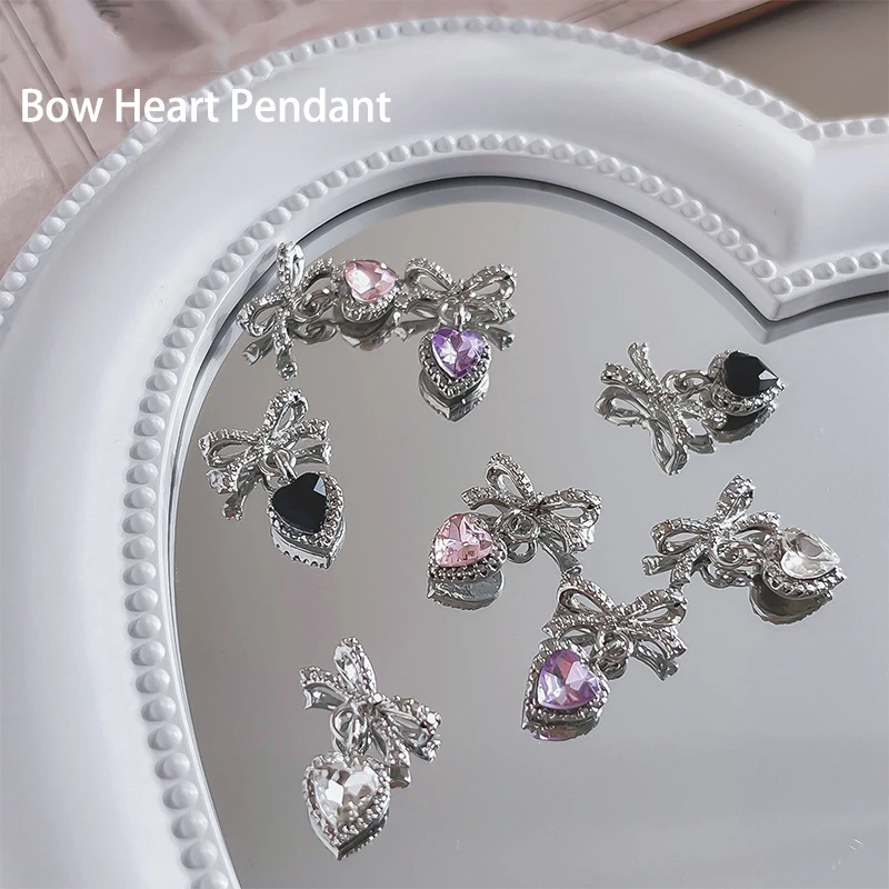 1pcs Luxury Kawaii Bow Nail Art Charms 3D Japanese Alloy Bow Tie Jewelry Nail Rhinestone Decoration DIY Love Pendant Accessories