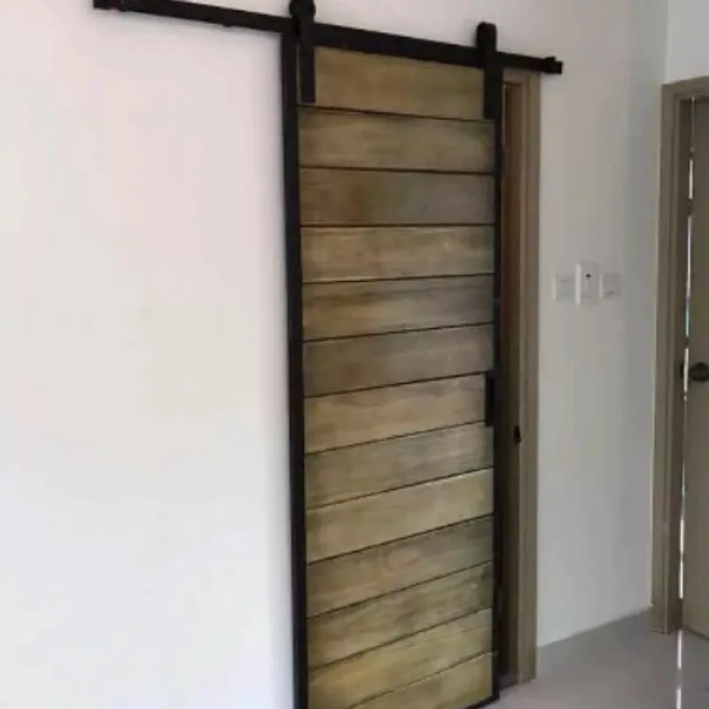 LOFT barn door industrial style solid wood sliding door American retro old partition door bathroom door kitchen sliding door