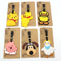 New Cartoon Pooh Bear Luggage Tag Travel Essentials Baggage Label Cute Animal Bags Pendant Anti-loss Address Card Holder Label