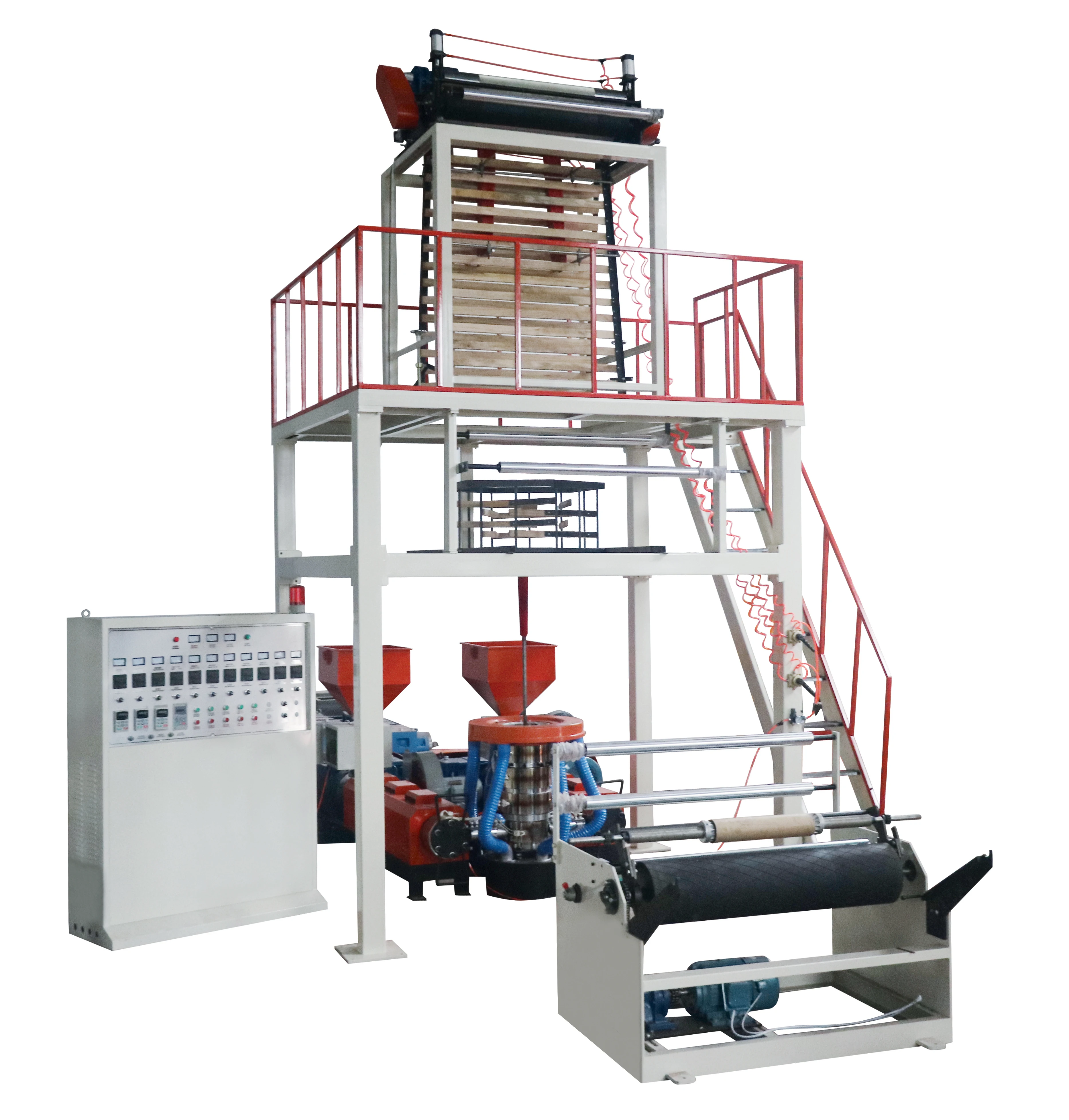 Manufacturer High Speed Double Screw Extrusion Aba Hdpe Ldpe Biodegradable Plastic Rotary Die Head Extrude Film Blowing Machine