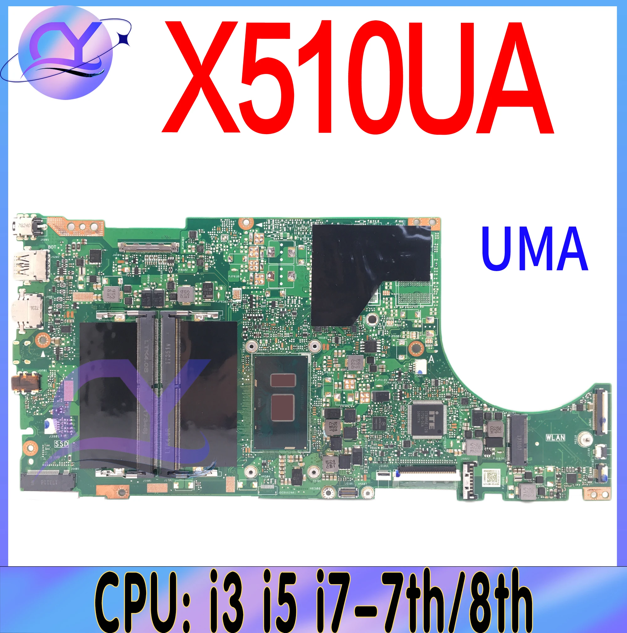 X510UNR Mainboard For ASUS X510UF X510UA X510UQ S5100UR S5100U Laptop Motherboard i3 i5 i7-6th/7th 930MX/940MX/MX150 100% Test