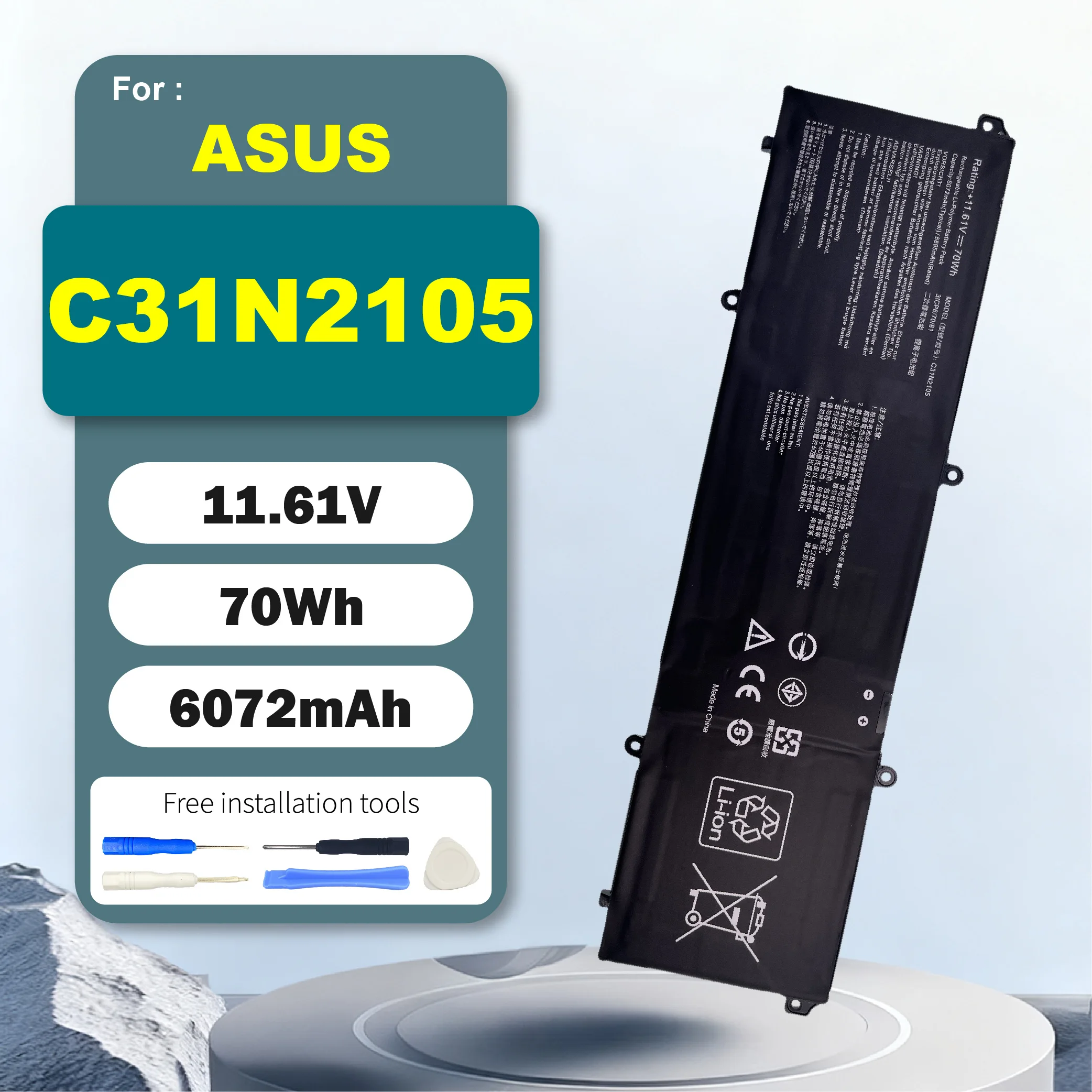 

C31N2105 70Wh Laptop Battery Replacement for Asus Vivobook M3402QA K3402ZA M3402RA M5402RA K3502Z S5600F S4600F 0B200-04140000