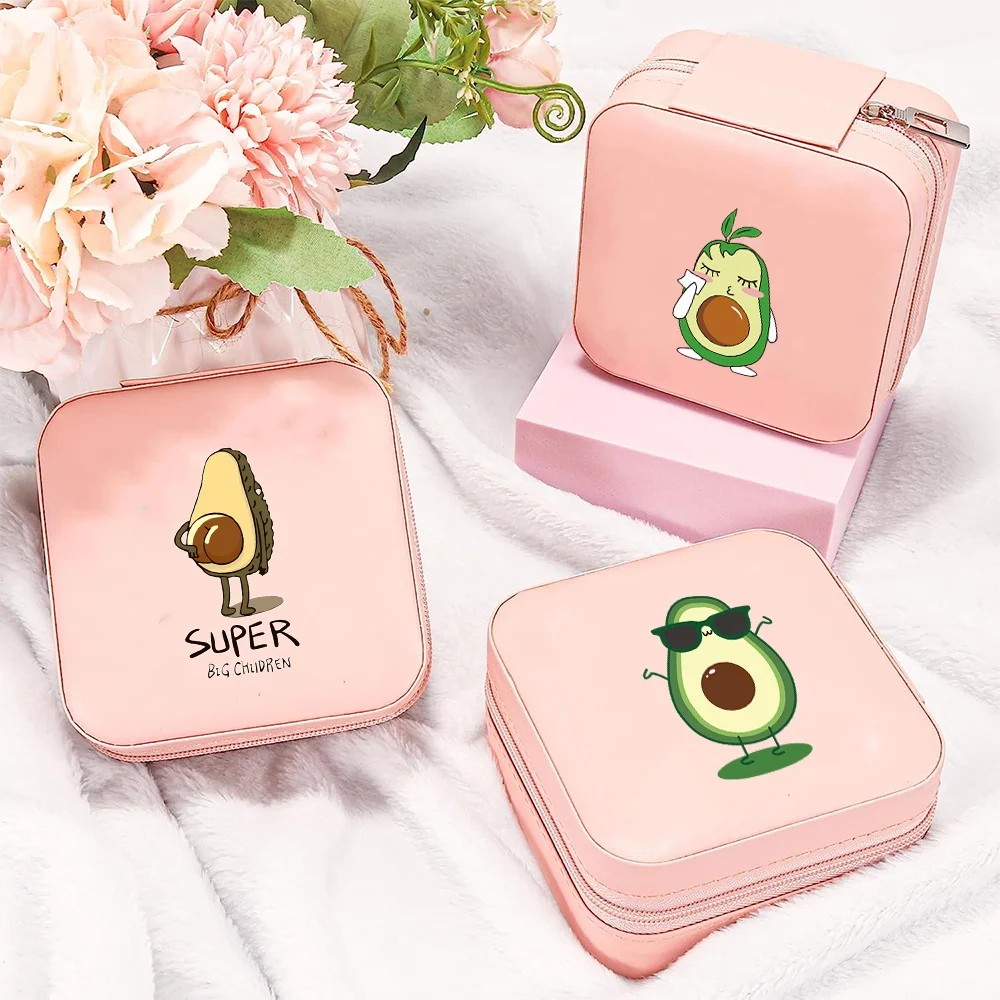 PU Leather Waterproof Jewelry Box Multi Grid Jewel Boxes for Women's Accessories Organizer Square Avocado Series Jewel Case