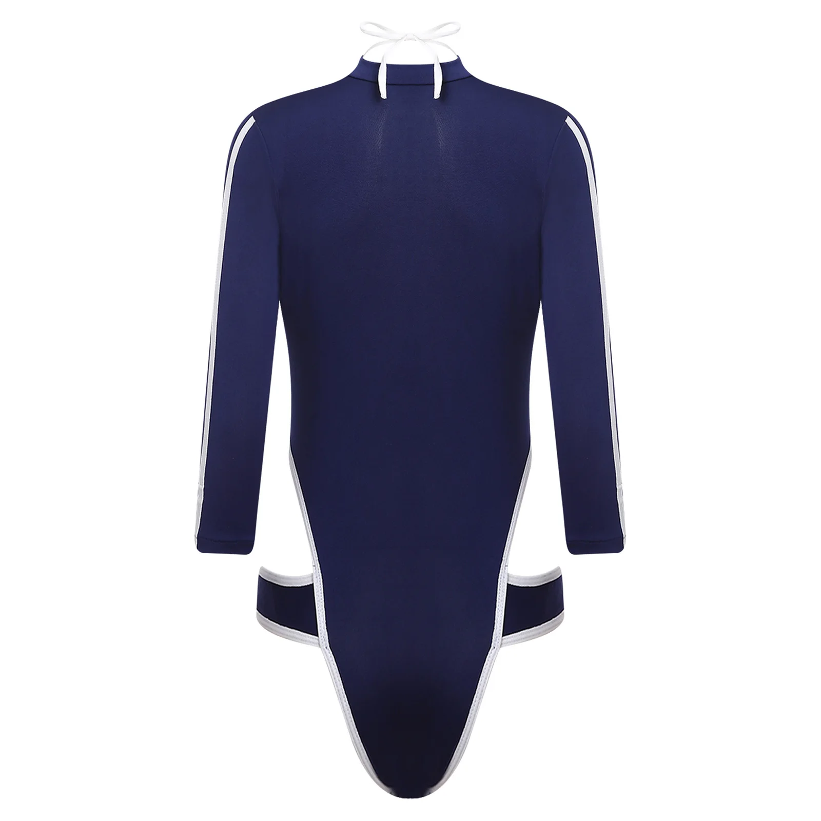 Damen Einteiliger Badeanzug Schulmädchen-Bademode Anime-Bodysuit Langarm Vorderer Reißverschluss Ausschnitt Offener Schritt Badeanzug Jumpsuit – Detail 3