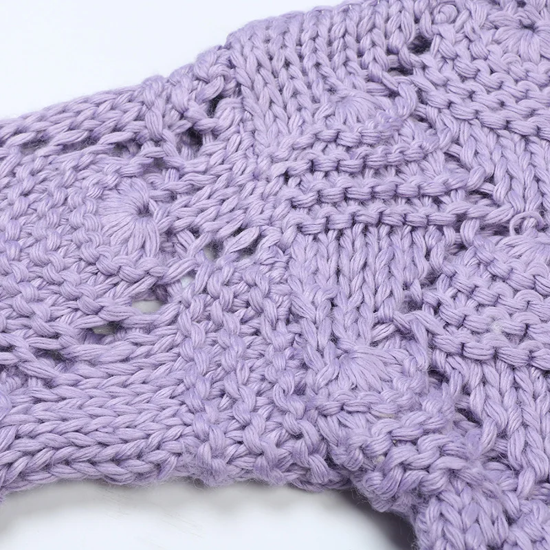 Purple; Knitted cardigan jacket women Retro 2025 autumn/winter casual loose lazy thick basic Simple