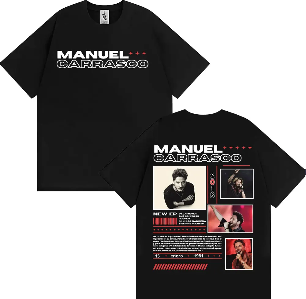 Rapper Manuel Carrasco Album Tour Cover T Shirt Men's Fashion Hip Hop Vintage T Shirts Casual Cotton Short Sleeve T-shirts