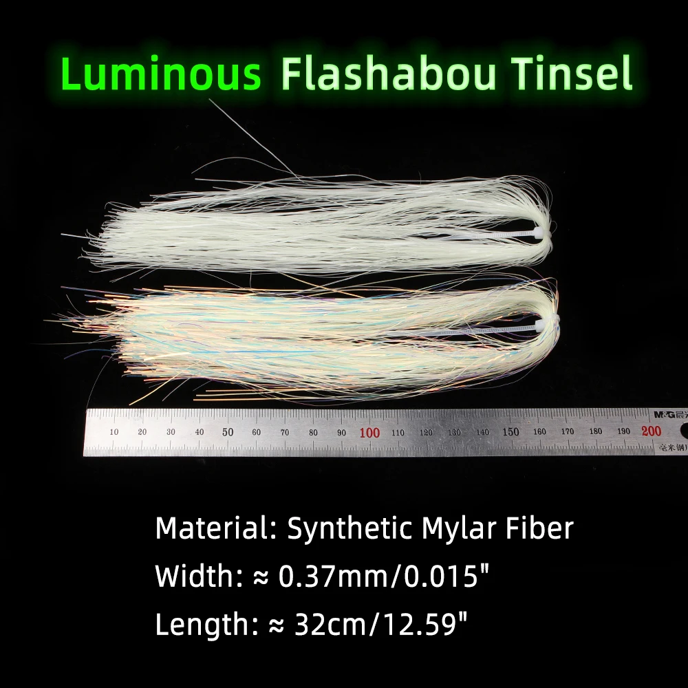 Ellv Kail Memancing, 2 Pak 0.37Mm Flashabou Berkilau Bahan Pengikat Bercahaya untuk Air Asin