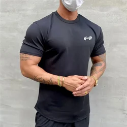 NEW Summer Gym T shirt Men Slim Fit sports Fitness tops Cotton short sleeve Training Tees fashion Casual t shirt men Clothing