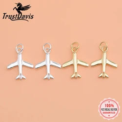 TrustDavis Real 925 Sterling Silver Fashion Plane Aircraft Charm Pendant Handmade DIY Accessories Fine Jewelry Wholesale HY134