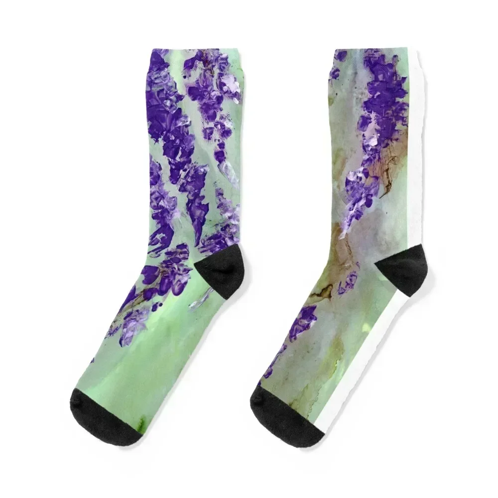 Whimsical Wisteria Socks floral Novelties Socks Ladies Men's