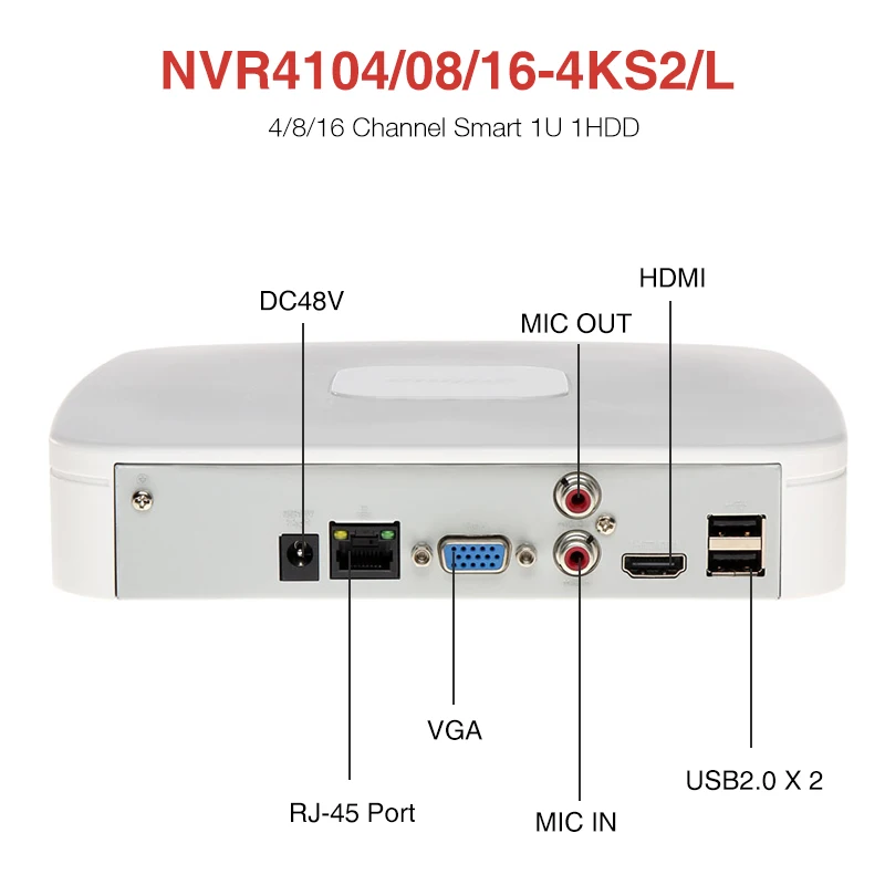 Dahua NVR4104-4KS3 NVR4108-4KS3 NVR4116-4KS3 4/8/16CH Smart 1U Lite 4K H.265 Network Video Recorder Security Protection NVR