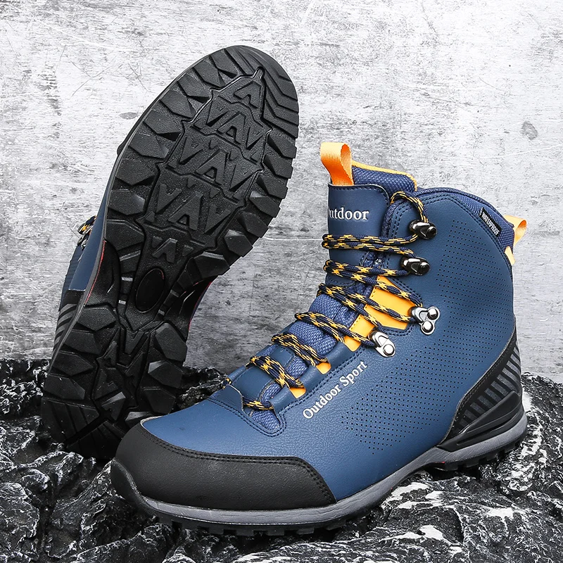 HIKEUP Waterproof Hiking Shoes Leather Outdoor Sneakers for Men Trekking Boots Male Camping Hunting Men\'s Tactical Ankle Boots