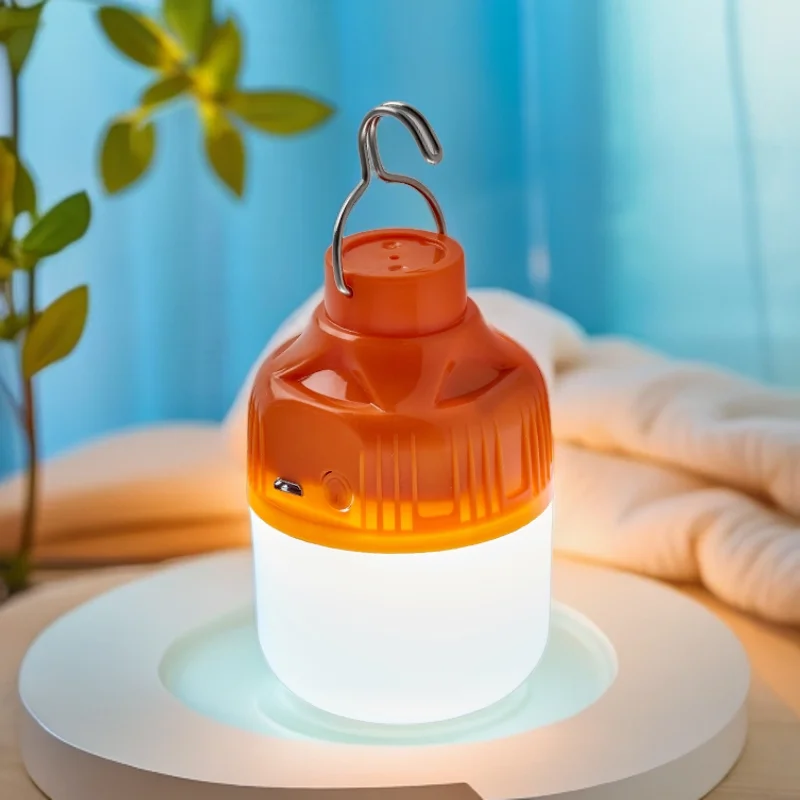 2pcs Camping Light USB Rechargeable LED Emergency Lamp Outdoor Portable Lanterns with Hook for BBQ Tents Battery Bulb