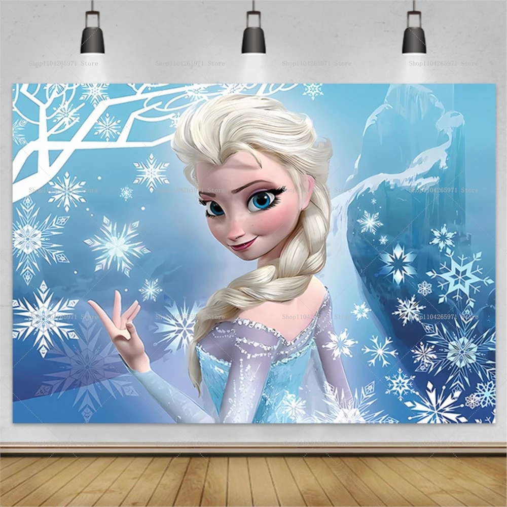 Disney congelado elsa anna princesa pano de fundo crianças meninas festa de  aniversário neve rainha inverno gelo foto fundo photozone decoração /  Artigos para Festas, image size:1000x1000