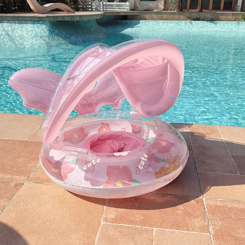 1Pcs Sunshade Swim Ring Swim Tube Inflatable Pool Float Swimming Circle Swim Accessory Summer Water Sport Swim Float﻿