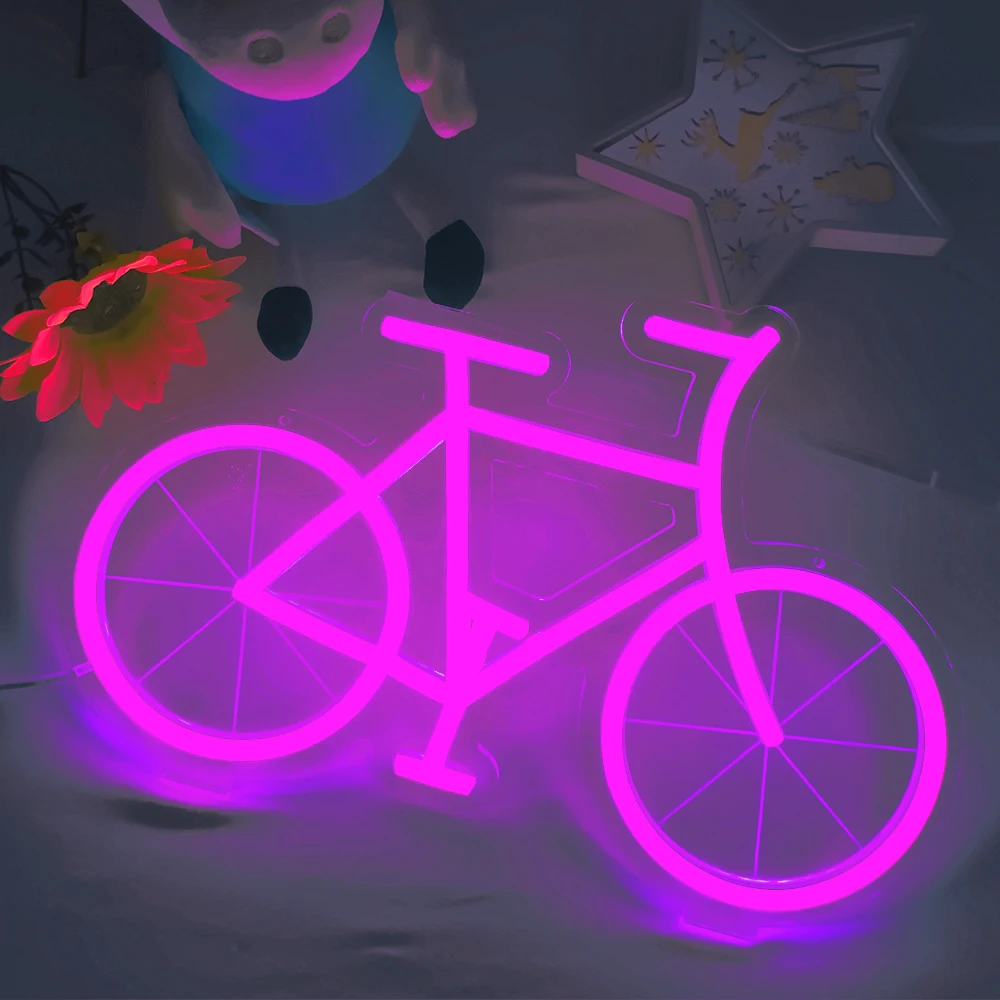 Neon Led Sign Bike Night podświetlany znak na wakacje boże narodzenie urodziny wesele dekoracja pokoju domu 32x22 cm