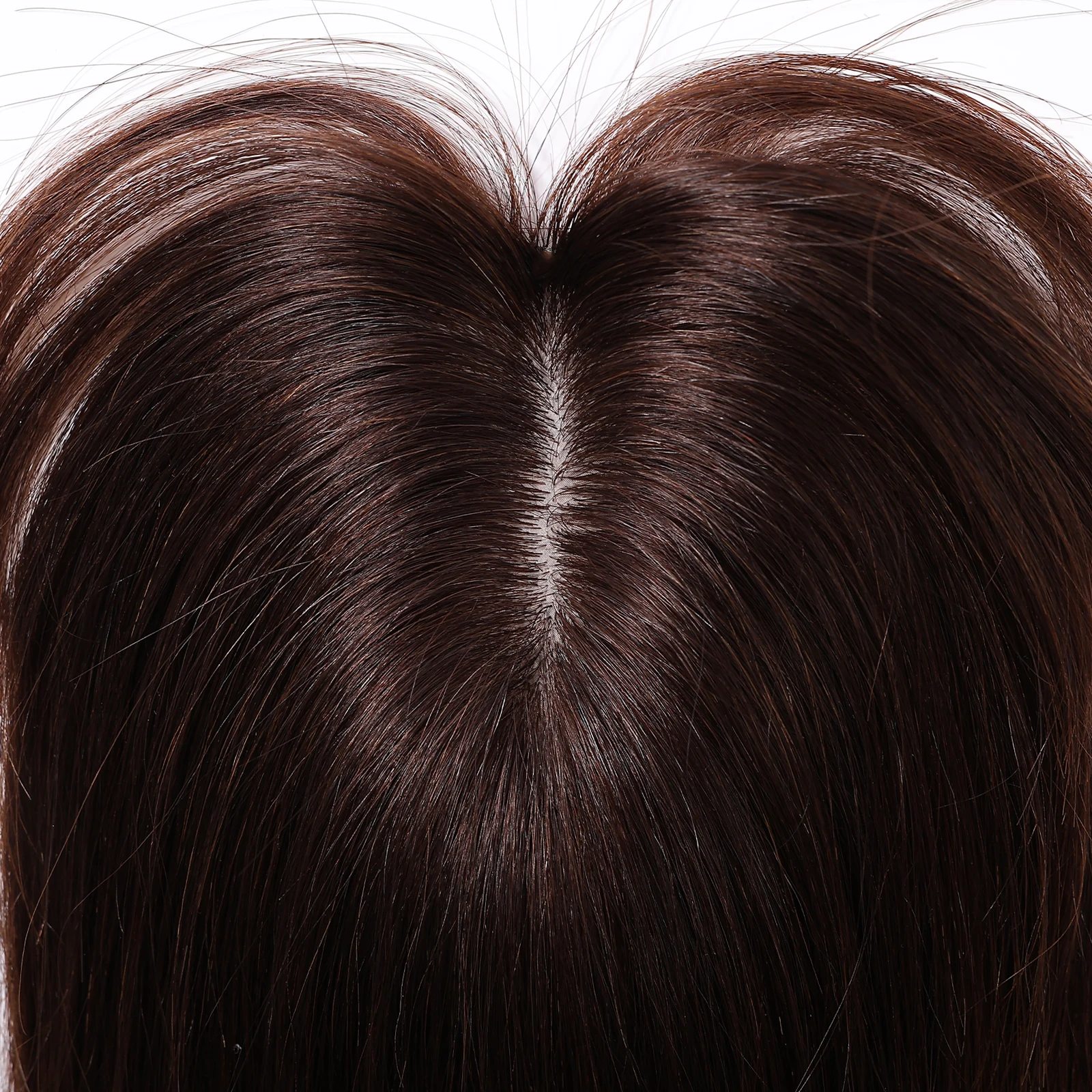 شعر بشري بني للنساء مشبك على هامش مع سوالف وقطعة علوية 100% شعر بشري بلانت قص شعر مموج #6