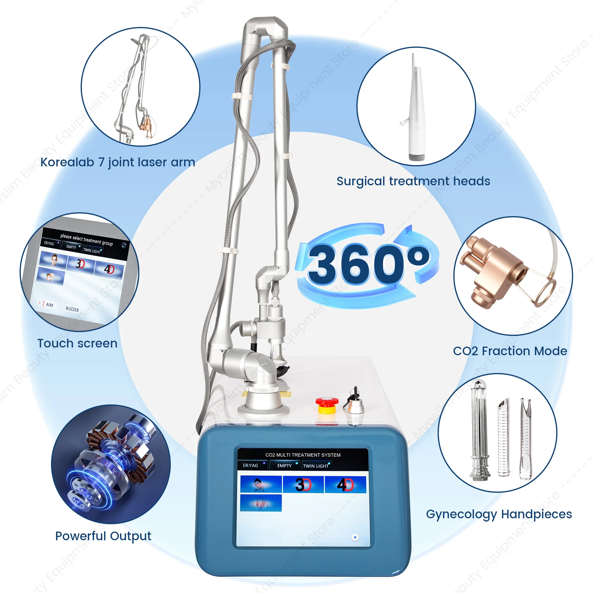 Portable Fractional CO2 Lase Beauty Machineg Skin Resurfacing Scar Wrinkle Acne Removal & Vaginal Tightening Salon Device