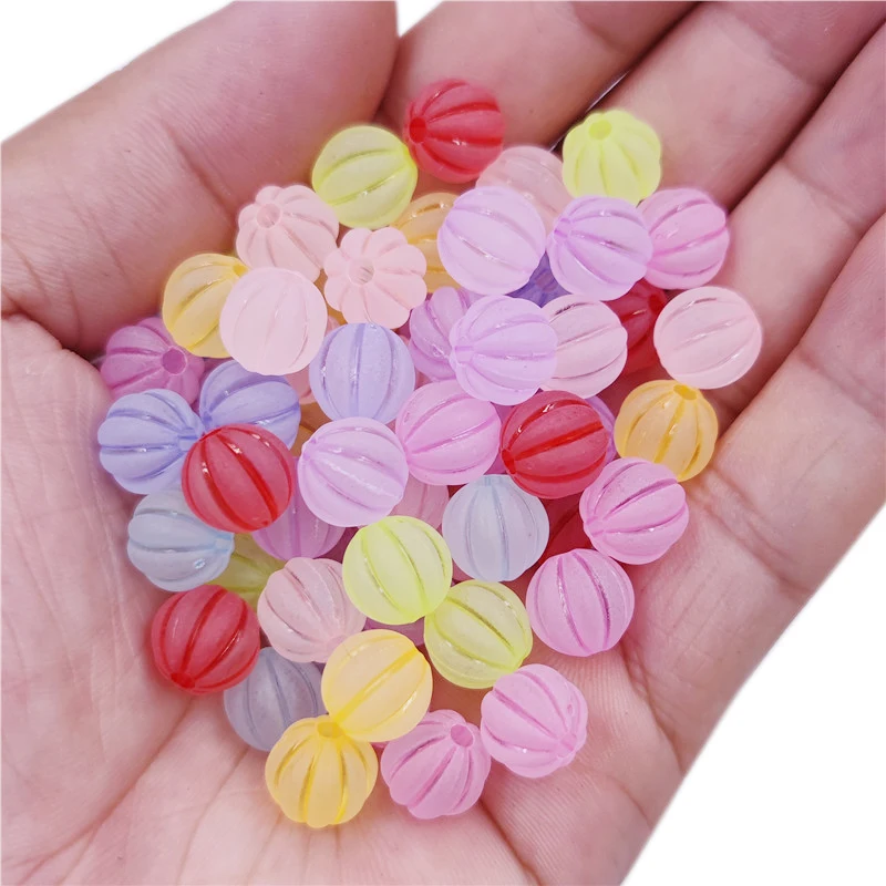 20Pcs 9mm Candy Color Matte Pumpkin Round Loose Beads For Jewelry Making DIY Necklace Bracelet Keychain Handmade Material